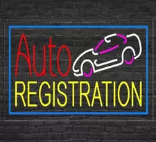 Auto Registration Sign for Window Displays | LED Flex Neon | 37"W x 20"H x 1"D