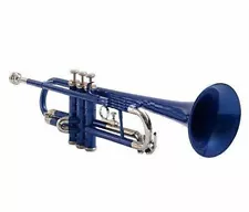 SUMMER SALE !! Trumpet Brand New BLUE Nickel COLOUR Bb Flat Free Case+M/P