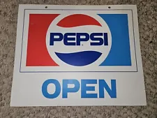1980's PEPSI COLA OPEN CLOSED SIGN HAS A FEW MARKS ON IT LOOK AT PICS