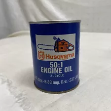 RARE Vintage Husqvarna oil can 50:1 ENGINE OIL CARBOARD CAN 8 OZS NICE