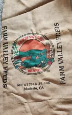 VITG. BURLAP FEED BAG GUNNY SACK Farm Valley Modesto California Americana USA