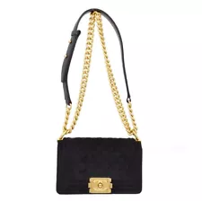 Boy Chanel Black Velvet Chain Shoulder Bag 183151