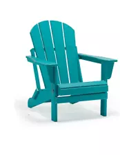 Outdoor Weather-Resistant Foldable Adirondack Chair In Turquoise