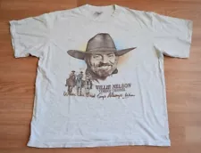 Vintage 1990 Willie Nelson Cowboy Grey Shirt Tee XL Country Dolly Parton Tour