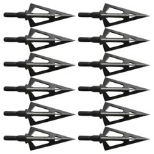 12Pcs Black Widow Stainless Steel Broadheads 100grain 3 Sharp Blades Arrow Tips