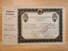 1922 Pabst Corporation PROHIBITION ERA Stock Certificate SIGNED by FRED PABST JR