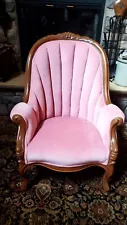 Vintage Pink Channel back Armchair