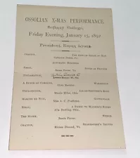 Rare Antique Southern School Bethany College Xmas Concert Program! WV! 1892!