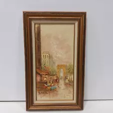 Framed And Signed Paris Street Oil Painting By M. Church 30" x 18"