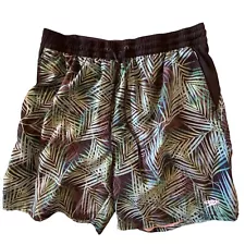 Sale! Speedo Leaves Plants Print Swim Trunks Board Shorts Green/Black Men’s XL