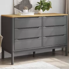 Chest of Drawers FLORO Gray Solid Wood Pine V3T7