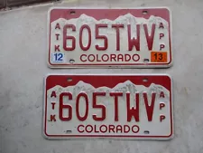 Colorado 2013 ATK Apportioned license plate pair # 605 TWV