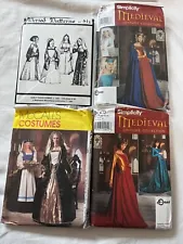 Medieval Costume Patterns Renaissance Tudor Gowns 4 packages Simplicity McCalls+