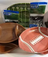 7 Piece Football Plastic Serving Dish Platters/ Tablecloths- Great for Snacks