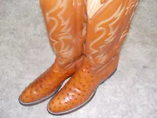 Nocona Brown Full Quill Ostrich Leather Cowboy Boots Mens Size 9.5 B