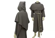 Vintage 50s midcentury monks robe with hood 2 rope belts gray cotton Franciscan