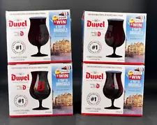 Duvel Beer Custom Angle Pour Goblet Tulip Belgian Red D Glass New Lot of 4