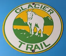 Vintage Glacier Trail Sign - National Park Hiking Marker Gas Pump Porcelain Sign