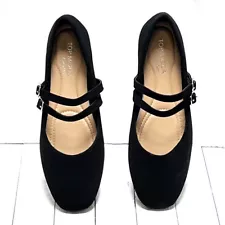 New Womens Black Mary Jane Square Toe Double Straps Ballet Flats 6 to 10