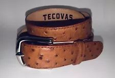 Tecovas Handmade in Mexico Genuine Ostrich Leather Mens Size 36 Belt Pecan brown