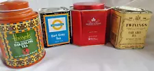 Tea Tins Lot of 4 One Vintage, Empty