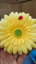 Single YELLOW Gerbera Daisy Car Dash Flower for VW Beetle Bug Vase + GIFT