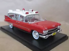 Atlas 1959 Cadillac Miller Meteor Ambulance in Red 1:43 Scale Diecast w/case