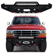 Vijay For 1992-1996 Ford F150 F250 F350 Front Bumper with LED Lights and D-Rings (For: 1992 Ford F-250)