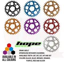 Hope Spiderless SR3 Retainer Ring Chainring 28 30 32 34 36T For SRAM 3 Bolt New