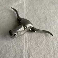 Vintage Long Horn Head Mount Rat Rod Hood Ornament Rare Collectible Wilton 9"