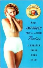 FRUIT OF THE LOOM Women's Panties, Chrome Advertising Postcard