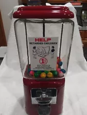 1950'S COIN OP OAK ACORN VINTAGE GUMBALL VENDING MACHINE HELP RETARDED CHILDREN