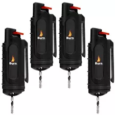 4 Pack BURN Pepper Spray 1/2oz Self Defense Keychain Case Molded OC Black