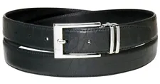 Croc Pattern Crocodile Embossed Belts Bonded Leather Men's Belt Silver-Tone Bckl