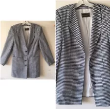 SALE Vtg 80s YSL 2 Pc Dress Suit(Skirt&Jacket/coat)black White Houndstooth 40/M