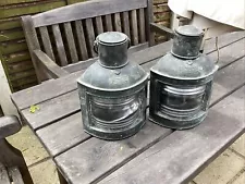 PAIR OF VERY OLD BRASS SHIPS LIGHTS PORT + STARBOARD FOR RESTORING