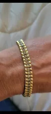 14k Yellow Gold and Natural Diamond Men's Tennis Bracelet