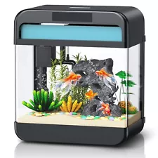 Fish Tank Aquarium 2.2 Gallon with Adjustable 3 Color Lighting Self Cleaning ...