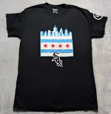 Chicago White Sox Skyline Flag Tee Medium Black Gildan DryBlend Shirt