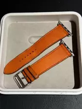 Hermes Apple Watch 45/44/42mm Orange Epsom Leather Band Strap Simple Tour Japan