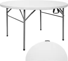 48 Inch Fold-in-Half Round Table Folding for Banquet, Dining w/ Carrying Handle