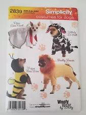 Simplicity Costumes for Dogs Sewing Pattern #2839 Size A All Sizes Halloween