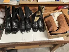 Vintage (Lot 4) Leather, Snake Skin, Cowboy Boots Motorcycle Boots. Estate sale