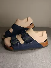 Birkenstock Papillio Sandals Womens Size 9 Arizona Denim Print Strap Blue