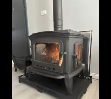 cast iron wood burning stove with side door