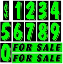 Vinyl Number & for Sale Decals 13 Dozen Car Lot Windshield Pricing Stickers (Gre