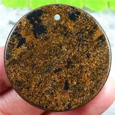 V10425 38x3mm Natural Gold Bronzite Round Pendant Bead