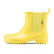 HISEA Women Waterproof Rain Boot Low Heel Ankle Chelsea Wellies Mud Garden Shoes