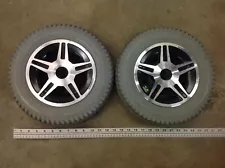 Pair Of Wheels/Tires 3.00-8 Solid Foam Filled Jazzy Select HD Wheelchair 614