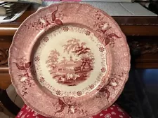 G Phillips Longport Red Transferware Park Scenery 10 3/4" Plate